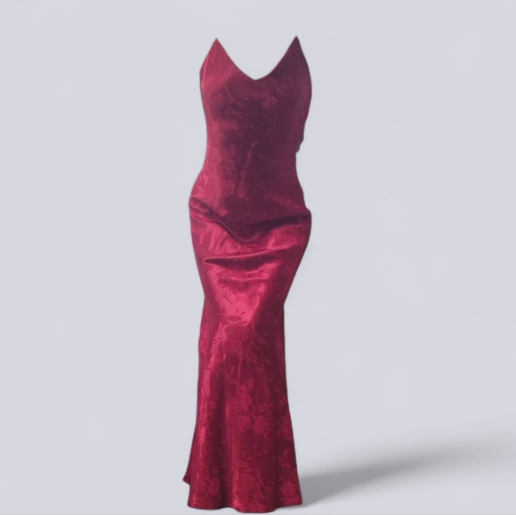 Jeremy Scott Dresses & Skirts - Vintage Jeremy Scott 90's Red Floral Maxi Slip Dress Braemar Petites